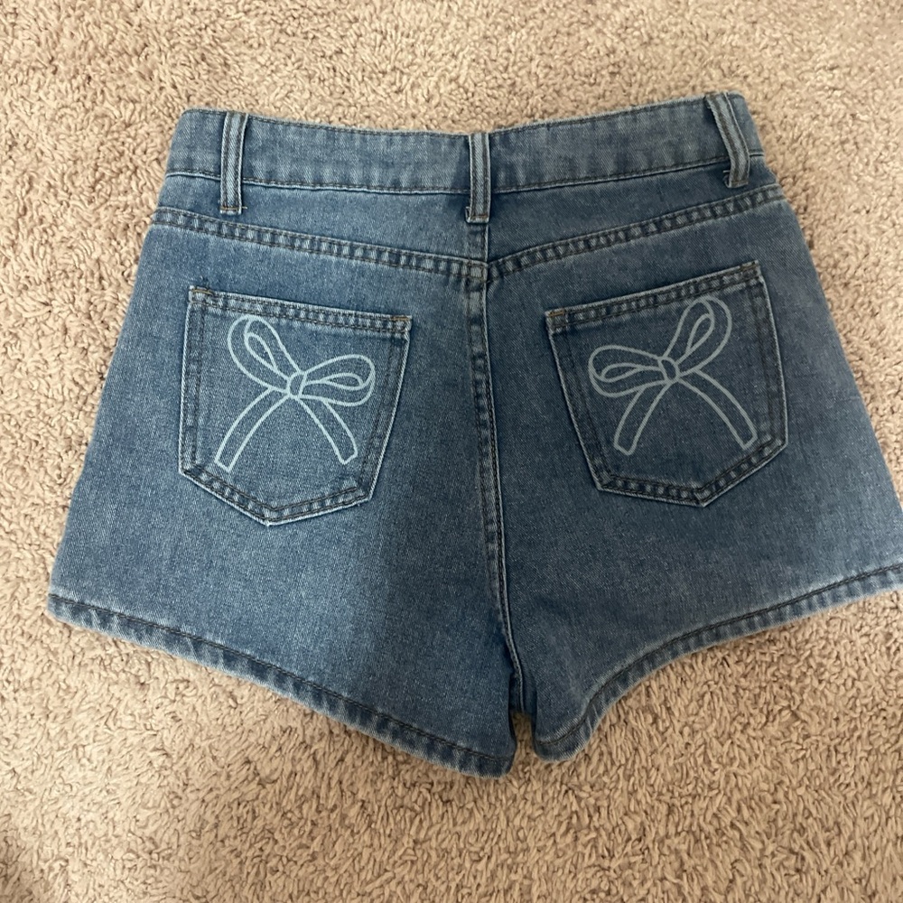 Denim Bow-Accent Women Shorts